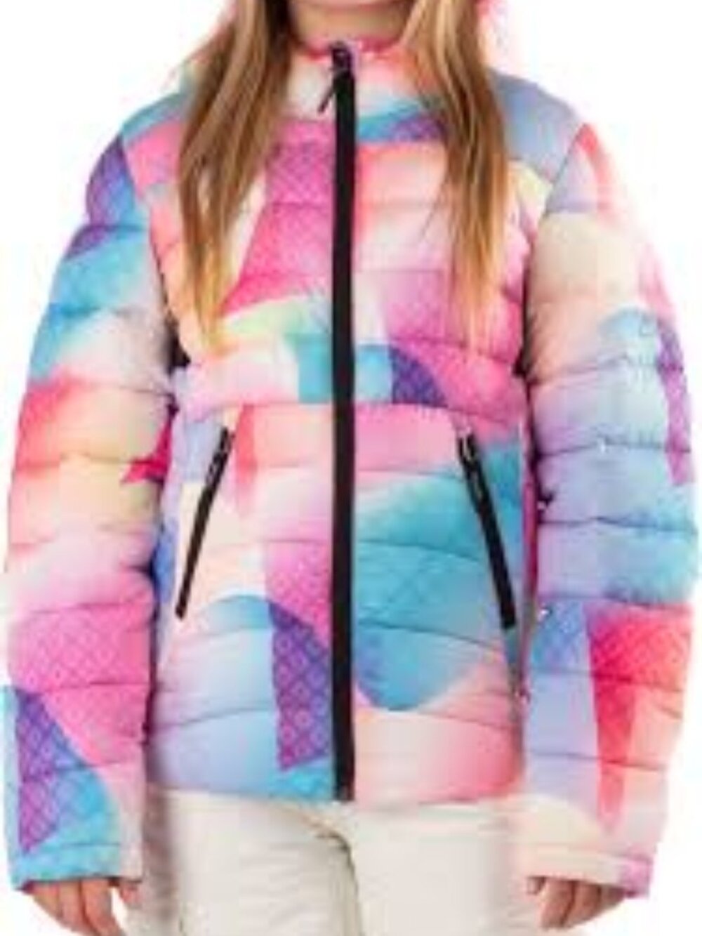 BOULDER GEAR Girls' Starlight Puffy Jacket in a colorful, abstract pattern